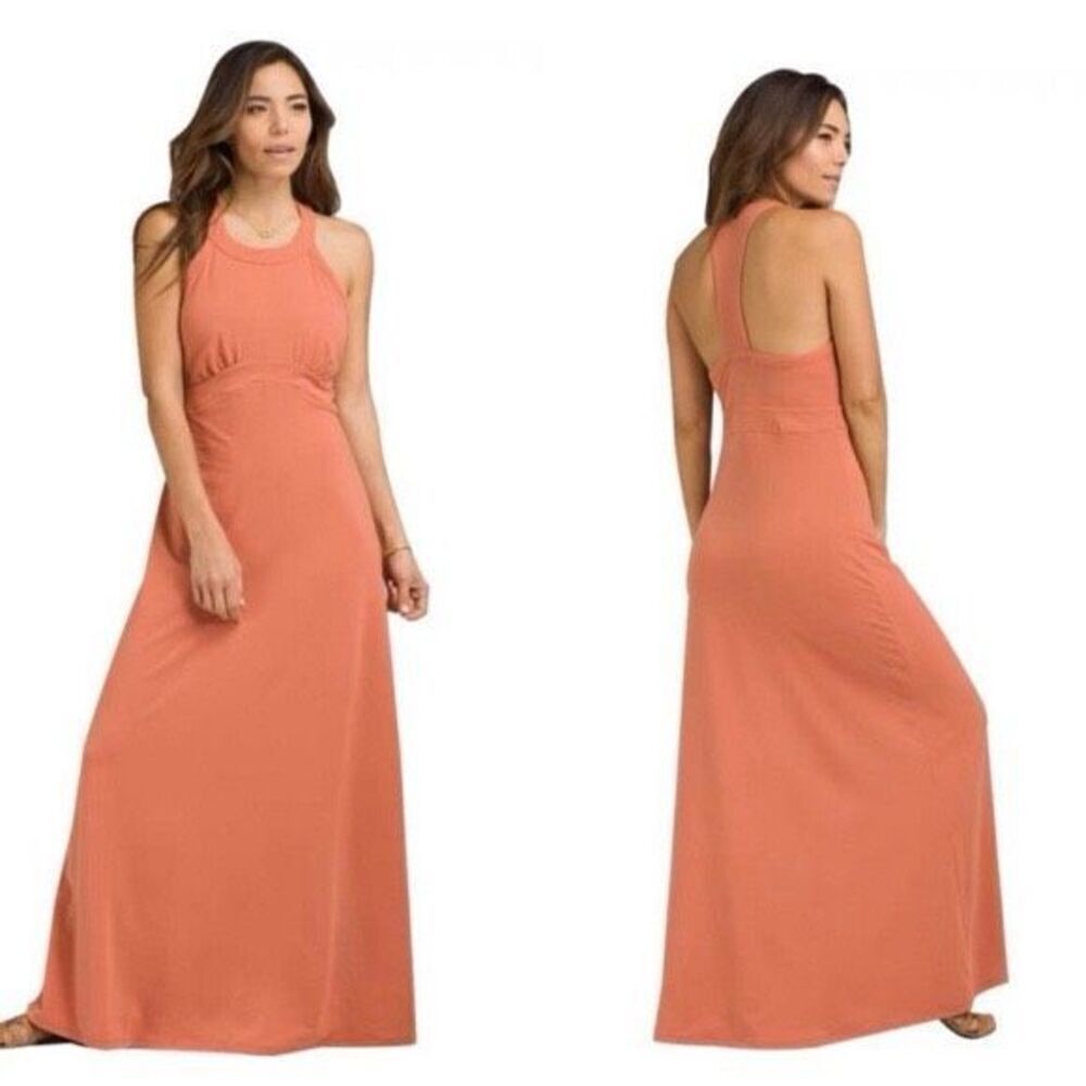 prAna Womens Calexico Maxi Dress Coral Orange Size S